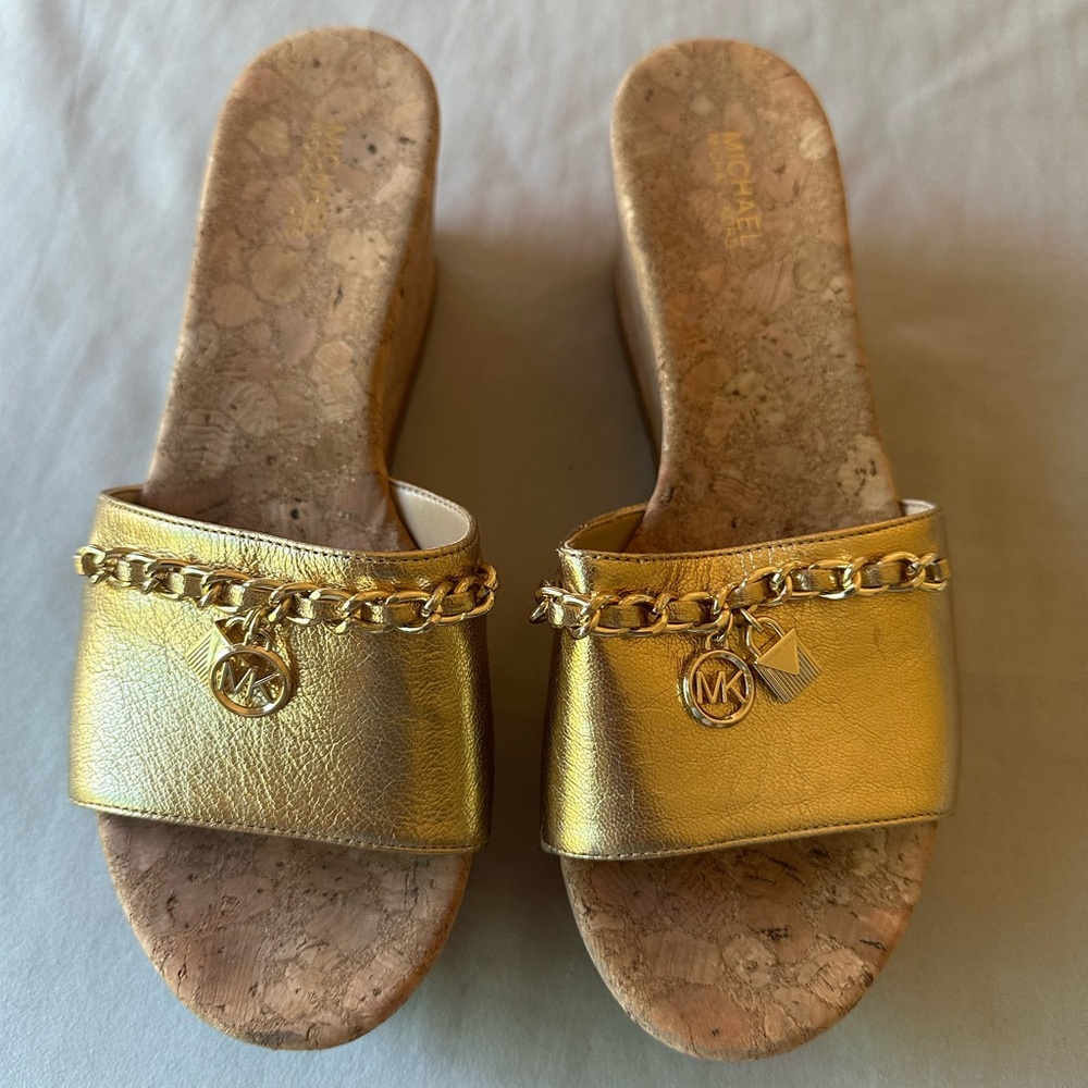 Michael Kors Gold Chain Slide Sandals